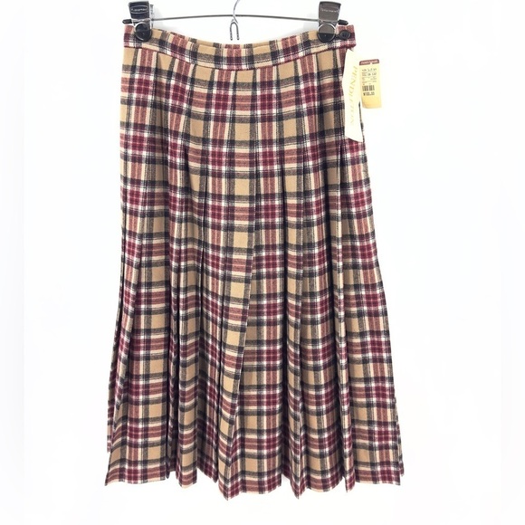 Vintage Pendleton Womens Wool Pleated Skirt Size 8 Deadstock Plaid Tan Red NEW - Picture 10 of 10